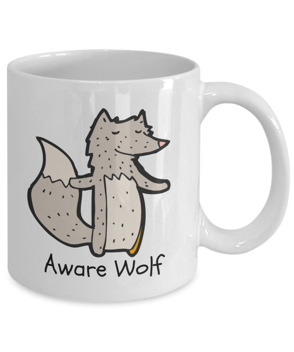 Wake up with Aware Wolf Mug (back)