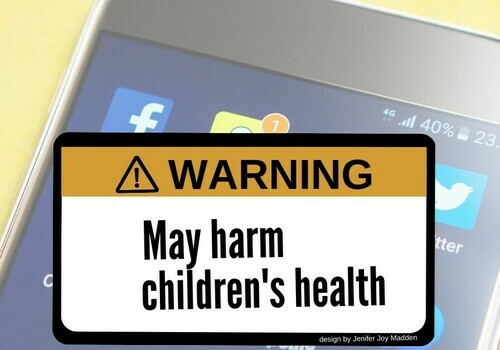 Depiction of Social Media Warning that could be used to protect children online, a concept discussed in the US Senate Judiciary Committee.